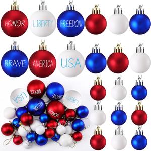 30 Pcs 4th of July Tree Decorations Patriotic Ball Ornaments Red White and Blue Hanging Decor for Labor Independence Day USA National Holiday Party(Patriotic Copywriting Style)