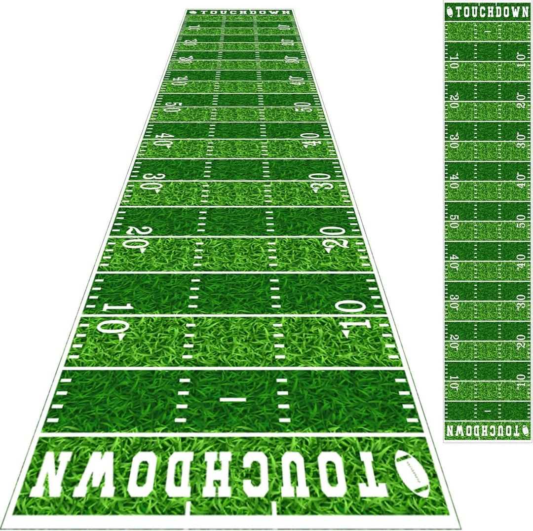 Boao Football Party Supplies 10 ft Field Aisle Runners Football Tablecloth Touchdown Floor Runners for Game Day Party Field Sign Supplies, 24 x 120 Inch(Simple Style,4 Pieces)