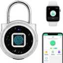 Gym Locker Padlock eLinkSmart Fingerprint Padlock Bluetooth App Authorized View Record Waterproof Security Keyless Smart Combination Lock for Outdoor Locker Backpack Gun Case Silver