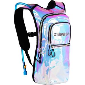 Sojourner Hydration Pack, Hydration Backpack - Water Backpack with 2l Hydration Bladder, Festival Essential - Rave Hydration Pack Hydropack Hydro for Hiking, Running, Biking, Festival Gear (Holographic - Blue)