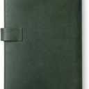 Premium Leather 3-Ring Binder Portfolio, 8.5x11 Inch Letter Size Organizer Folder, Refillable 3-Hole Paper BusinessBinder, Resume Folio for Men and Women (Green)