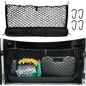 Envelope Style Cargo Net 51"x17.7", Universal Automotive Truck Bed Cargo Net with Storage Bag - Heavy Duty Carabiners - Upgraded 4.5mm Bungee