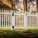 3ft H x 3.5ft W No Dig WamBam All American Flat Top Gate Kit, White Vinyl Picket Yard Entry with Hardware, Outdoor Access Door for Patio & Yard, ZP19085