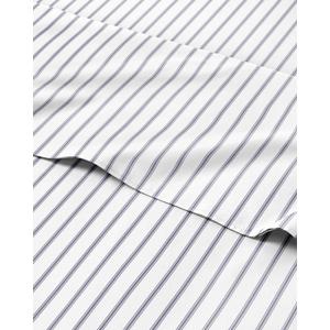 Blue and White Striped Sheets - 1 Flat & 1 Fitted Sheet & 2 Pillowcases w/ Deep Pockets - Cozy, Wrinkle & Fade Resistant - Ultra-Soft, Breathable & Cooling - Luxury Pinstripe Bedding - Queen Size
