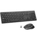 Wireless Keyboard and Mouse Combo, Quiet and Soft 2.4G Full Size Computer Keyboard and Ergonomic Wireless Mouse for Windows, Mac Desktop/Laptop/PC/PS, Black