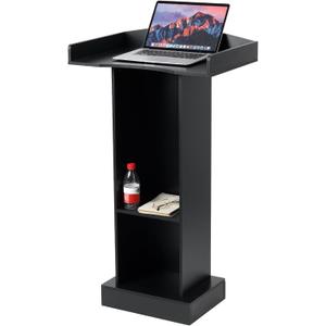 Black Podium Stand for Lectern, Presentation, Church, Classroom, Shelf Adjustable