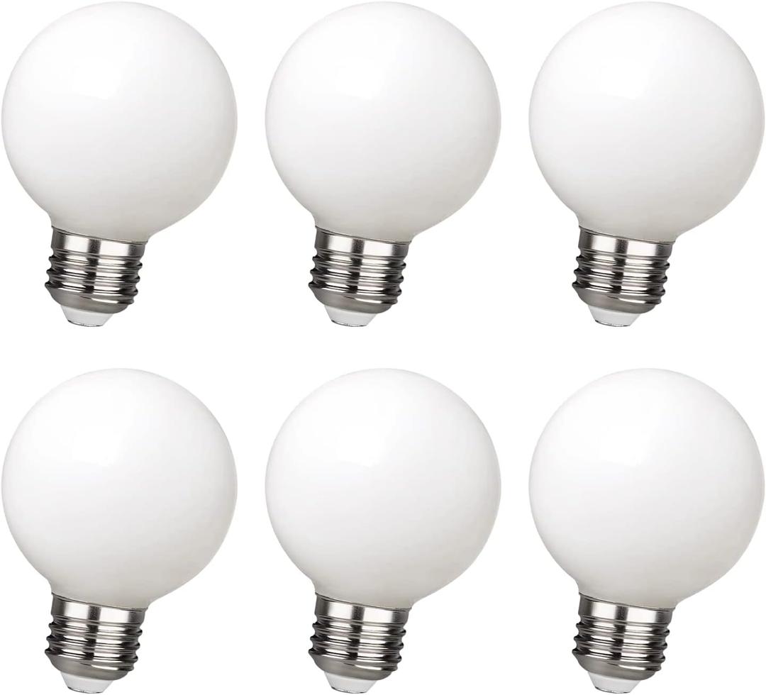 G19/G60 LED Globe Light Bulbs, 4.5W LED Filament Bulb (60W Equivalent),Warm white 2700K,Dimmable Makeup Mirror Lights for Bedroom, Modern Sputnik Chandelier Light Bulbs,E26 Base Milky Glass 6 Pack