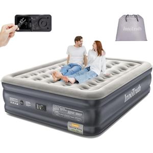 InnoTruth Air Mattress Queen with Built in Pump, Inflatable Blow up Mattress, 18" Raised Colchones Inflables Air Bed for Guests & Home, Ideal for Home Use and Outdoor Camping, 650lb Weight Capacity (Grey)