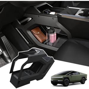 Center Console Organizer Compatible with Tesla Cybertruck 20232025,Double-Layer Storage Tray,Interior Console Storage Solution(Black)