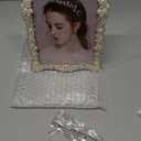 DIKAR 5x7 Picture Frame, Wedding Picture Frame for Metal Frame with HD Acylic Front, Tabletop and Wall Art Display Pearls Diamond Photo Frame for Wedding Valentine's Day Gifts