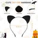 Edoneery Halloween Cat Ears Headband for Women, Furry Leopard Cat Ear Hairband, Costume Hair Accessory for Cosplay Parties (Black)
