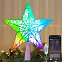 Brizled Smart Christmas Star Tree Topper, 9" 11 LED 200+ Dynamic Modes RGB 3D Star Treetop Bluetooth App Control, Color Changing USB Christmas Tree Topper, Music Sync Tree Top Star for Xmas Holiday