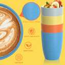 Homienly Kids Cups Premium Wheat Straw Cups Set of 4, Reusable Cups, Unbreakable Drinking Cup 12 OZ, Dishwasher and Microwave safe, Tumbler for Juice, Drinks, Milk - Beach Color