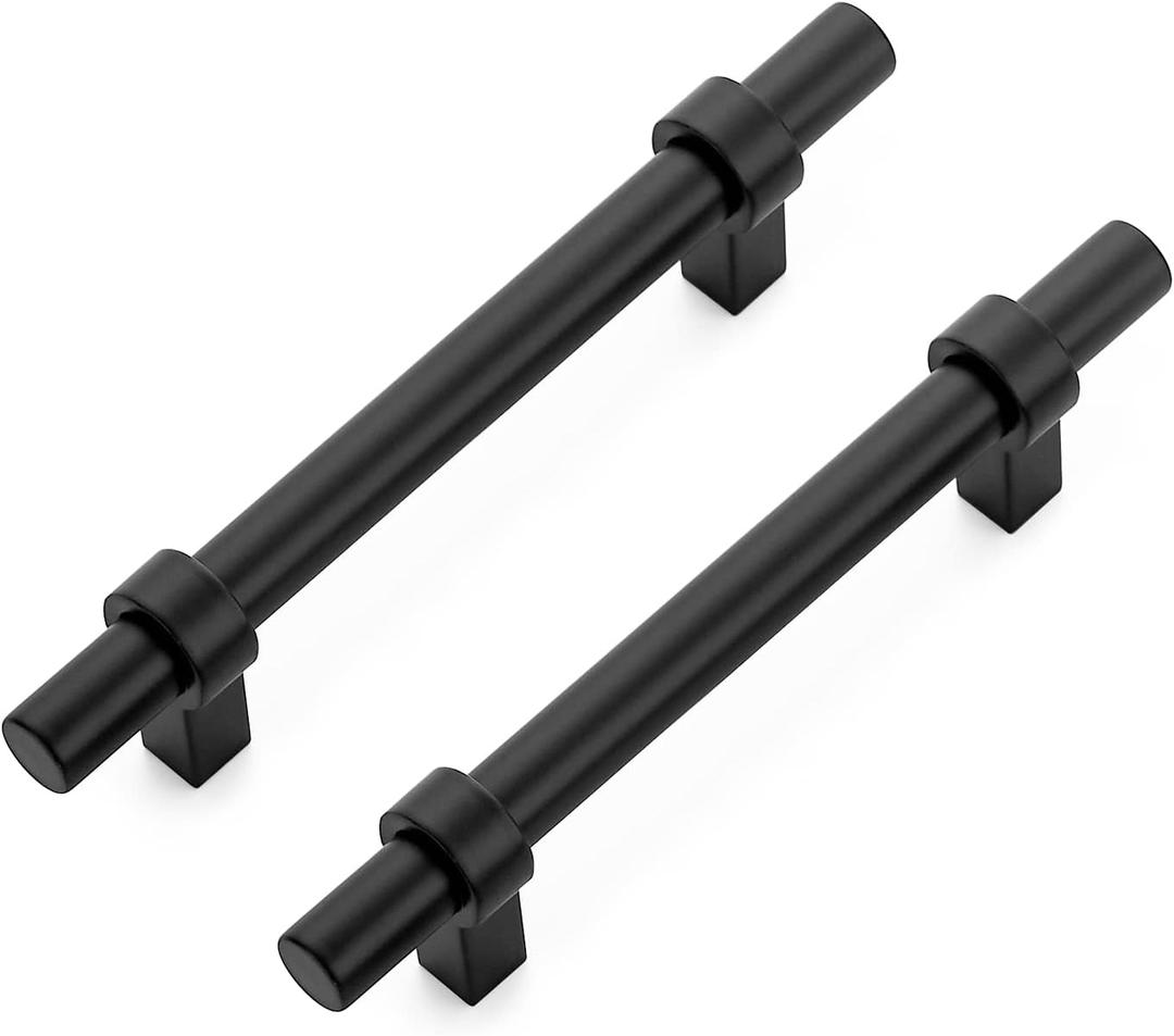 Ravinte 10 Pack 6 Inch Cabinet Pulls Matte Black Kitchen Cabinet Hardware Cupboard Handles with Square Base 6" Length,3.75" Hole Center