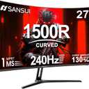 SANSUI 27 Inch Curved Gaming Monitor 240Hz 1ms FHD 1080P Computer Monitor