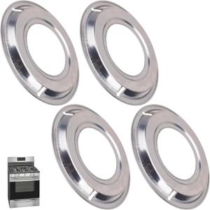 4 Pcs 5303131115 540T014P01 and RGP 300 Replacement Round Range Gas Stove Drip Pans for Frigi-daire, Ap-pan Round Gas Pans, Each Drip Pan Has 3 Openings Replace 540T014P04, 540T014P05, AP2137021