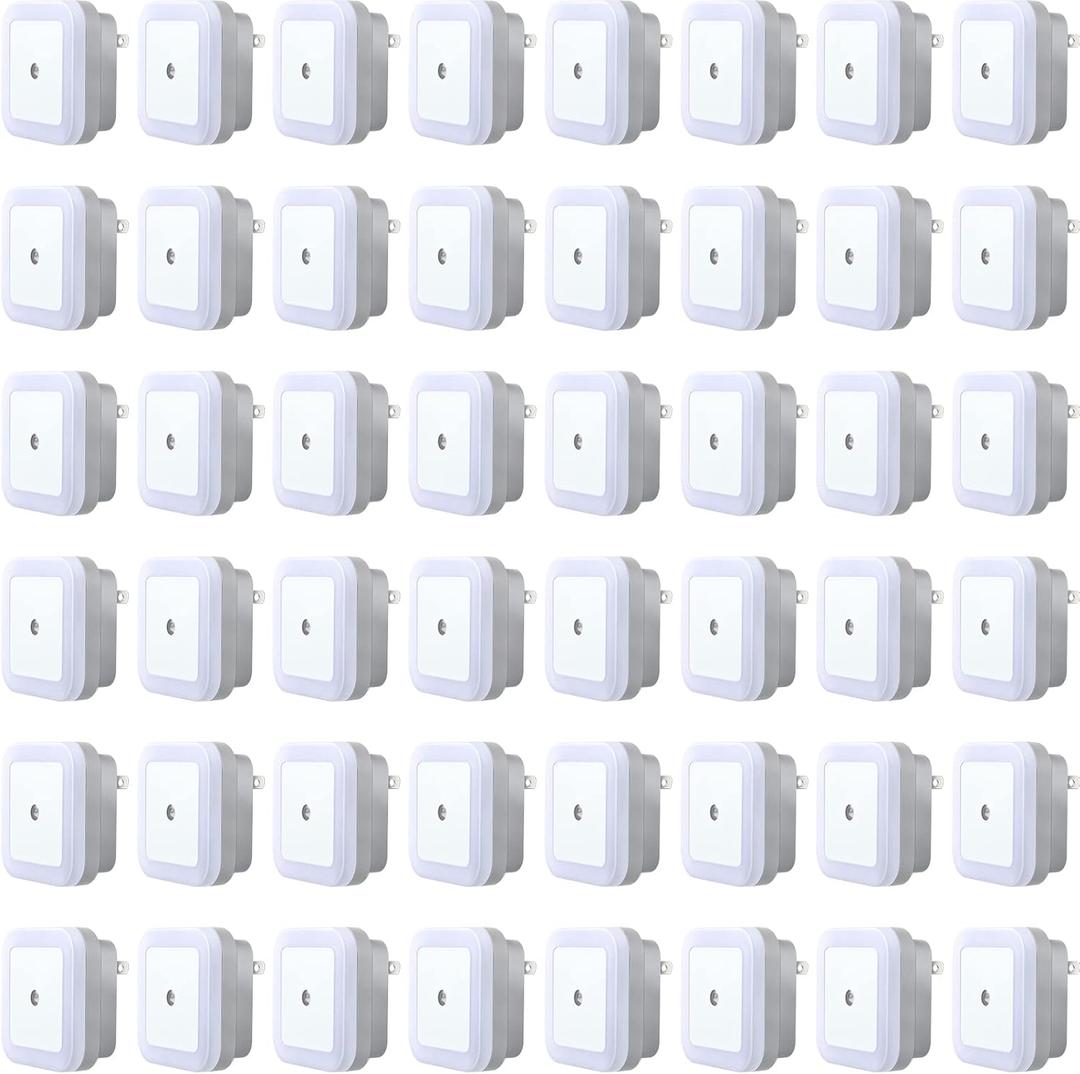 Tuanse 48 Pack LED Night Lights Plug into Wall Smart Sensor Sensor Automatic Night Lamp Nightlights Accessories for Bedroom Bathroom Toilet Stairs Kitchen Hallway(White)