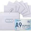 MOS A9 White Envelopes 5.75 x 8.75 Inch 500 Pack  Self-Seal Heavyweight Invitation Envelopes for Greeting Cards, Card Making, RSVP, Wedding Invitations, Business Mailings