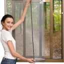 NeatiEase Adjustable DIY Magnetic Window Screen Max 60 x 48 Fits Any Size Smaller with White Frame Fiberglass Mesh