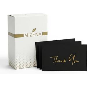 Thank You Cards 100 Pack  3.5x2 Black Cards with Gold Hot Foil  Ultra Thick 350 GSM Premium Thank You Inserts for Small Business Packaging & Wedding Gifts  Blank White Back