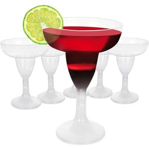 APACALI Plastic Margarita Glasses Disposable Neon Cocktail Cups 5oz Plastic Wine Glasses Disposable Champagne Glasses With Stem, 7oz Clear Cocktail Glasses (60PCS- Margarita Glasses)