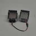 Partsam Double Face Square LED Fender Pedestal Lights Amber/Red 52 LED 3 Studs Mount Truck Trailer Stop Tail Turn Signal Lights Chrome Visor Waterproof w/Side Reflex Clearance Lights Clear Lens