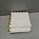 200 Pack White and Gold Paper Napkins Scalloped Cocktail Napkins White Disposable Beverage Napkins for Birthday Baby Shower Wedding Party Supplies Dinnerware Tableware Decorations