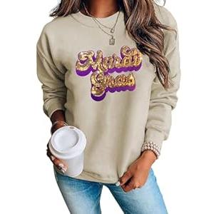 SELINK Womens Sequin Sweatshirt Oversized Crewneck Long Sleeve Casual Pullover Tops Large