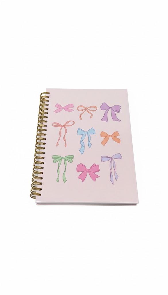 OSLYSOF Colorful Coquette Bow Spiral Notebook, Preppy Girly Notebooks for Note Taking, Aesthetic Journal for Women, Coquette Girly Office Supplies, Bow Journal 5.5x8.3 Inch with 164 Pages