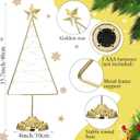 Set of 2 Lighted Christmas Tree Table Decoration with Golden Star Battery Operated Tabletop Prelit Mini Xmas Tree with LED Light up Desk Ornament for Home Mantel(Triangle,Gold)