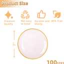 100PCS Transparent Pink Gold Plastic Plates, 7 Inch Heavy Duty Disposable Dessert Plate with Gold Rim, Round Appetizer/Salad Plates for Wedding, Party, Camping, Picnic