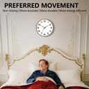 Woodgrain Wall Clocks Battery Operated 12 Inch, Large Easy-to-Read Silent Digital Wall Clock, Non Ticking Modern Vintage Analog Clock for Bedroom Living Room Bathroom Kitchen Office Gym,Brown