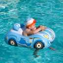 Toddler Pool Float Inflatable Car Baby Swim Float with Adjustable Sun Canopy and Safety Seat Pool Toys for Kids 3+ Years Old