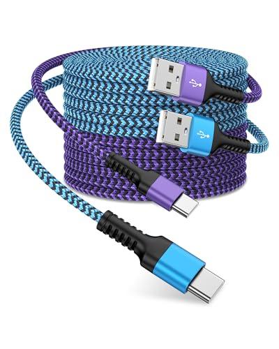 USB A to USB C Cable Fast Charging 2Pack 6ft for iPhone 17/17e/17 Pro Max/16/16e/16 Pro/15 Plus/15, 3.1A Braided Quick Charger iPhone 17 Power Cord Type C to USB Cord with Car Play for Samsung, Google