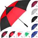 MRTLLOA Automatic Open Golf Umbrella, Extra-Large Oversized Double Canopy Vented Windproof Waterproof Stick Rain Golf Umbrellas for Men and Women(Red Black/ 62 in)
