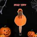 Halloween Kids Pumpkin Costume Set with Poncho, Hat and Treat Bag for Toddler Kids Youth (Orange)