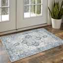 GENIMO Area Rug 2x3 Doormat, Machine Washable Low Pile Vintage Rugs, Small Lightweight Rug Entryway Indoor Mat for Entrance, Hallway, Kitchen and Corridor, Blue