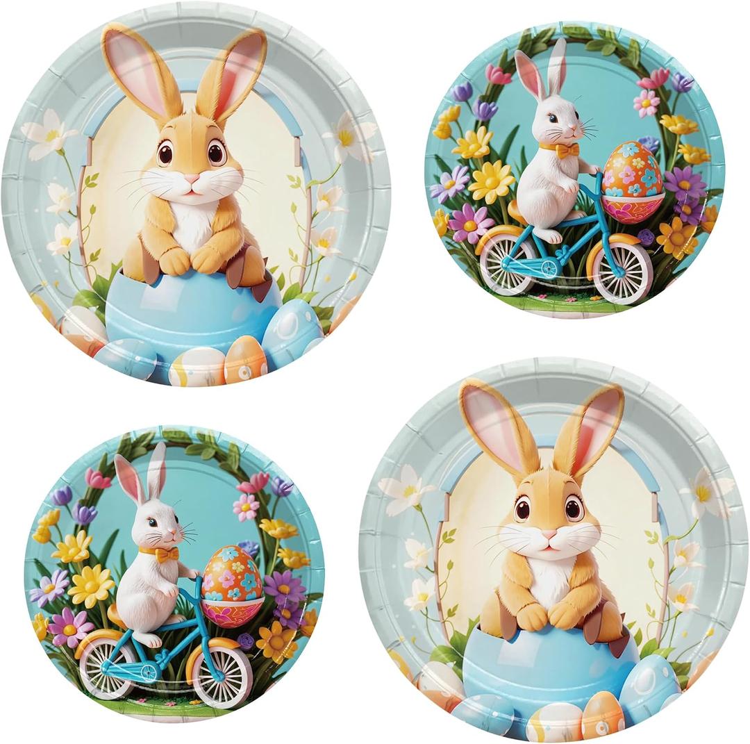 2 x MDDRUIQI Easter Decorations - 40 Pack Easter Plates | Easter Decor - Easter Decorations Indoor Outdoor | Easter Party Decorations Favors Supplies - Easter Table Decor | Easter Basket Stuffers