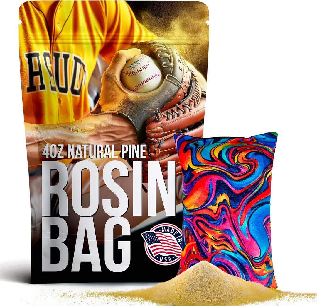 Rosin Bags for Extra Hand Grip | Baseball Rosin Bag for Pitching | Tennis Powder Grip Sweaty Hands | Hand Grip Powder for Pole Dancing | Pine Rosin Powder for Bowling | Golf Rosin Bag | 4 Oz Bag (Rainbow Swirl)