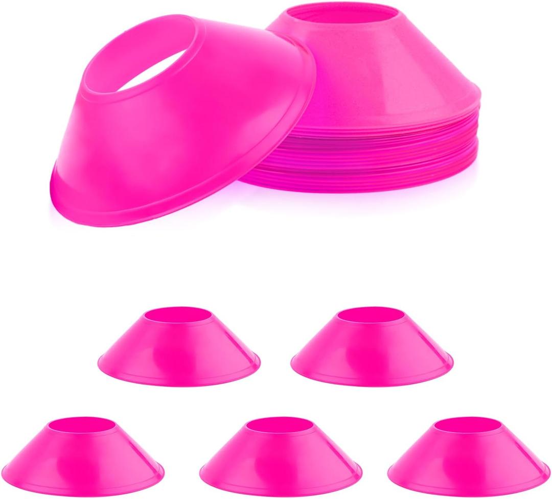 15pcs Soccer Cones for Sports Training, Mini Football Cones Flexible Agility Sports Cones Training Cones for Football Basketball Running Drills Sports Games Field Cone Markers Kids Practice (Rose Red)