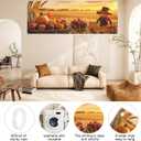 Large Happy Thanksgiving Banner 98''x35'' Thanksgiving Decorations Yard Sign Pumpkin Maple Leaf Scarecrow Banner for Fence Outside