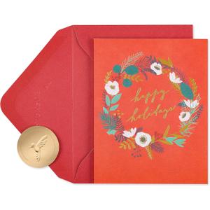 Papyrus Holiday Cards Boxed with Envelopes, Warmest Wishes, Holiday Wreath (20-Count) (Happy Holidays Wreath)