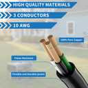 NEMA 5-15P to L14-30R Generator Adapter Cord, Heavy Duty 10AWG Power Extension Cable, ETL Listed Twist Lock Plug, Household 15Amp 3Prong Male to 30Amp 4Prong Locking Female