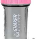 XTK Shaker Bottle Clear Protein Shaker Cup with Mixing Ball 16OZ Leak-Proof Extra-Durable Gym Bottle for Work Out,Shaker for Protein Power Shakes,Handle Portable,Curved Bottom,BPA Free (Pink)