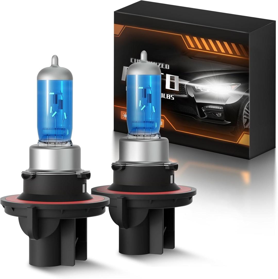 XFLHEHD Fits for 2005-2020 Ford F250 Halogen Headlight Bulbs Combo, Ultra Bright 5000K White High Low Beam Headlight Bulbs, Plug and Play, 2 Pack