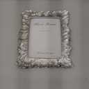 Cuspin 5x7 Picture Frame Silver Frames, Vintage Elegant Palm Leaves Textured Hand-Crafted Resin with Glass Front Retro Design Photo Frame for Wall Hanging and Tabletop Display Home Decor (Silver Feather Petal)