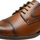 Vostey Men's Dress Shoes Brown Classic Cap Toe Brogue Men Oxfords (BMY636 Polished Brown, Size 10)