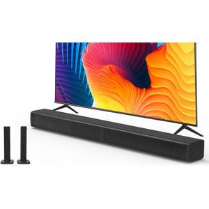 Puxinat 2 in 1 Separable Sound Bar for Smart TV, 2.2 Channel 32Inch Bluetooth 5.0 TV Speaker for Surround Sound System, Built-in Dual Subwoofer, Bass Adjustable, Remote Control Included(Sound Bar)