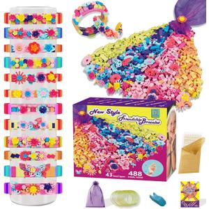 LANNEY Bracelet Making Kit, Friendship Bracelet Kit for Girls, 488 PCS Kandi Beads for Jewelry Making, Creative DIY Snap Beads Building Toys Set, Fun Christmas Birthday Gifts for Kids Ages 6-12