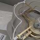 Caged Ceiling Fan with Lights, Flush Mount 20" Boho Ceiling Fans with Lights Remote Control, Low Profile Fabric Bladeless with 6 Speeds for Bedroom, Nursery, Kitchen (White)